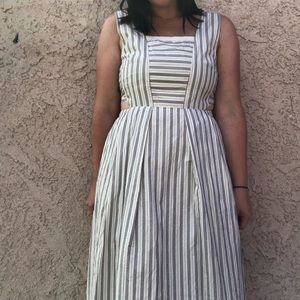 Madewell pin-striped midi cut out dress